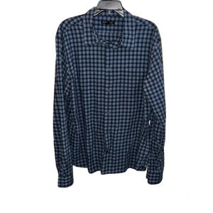 John Varvatos Blue Plaid Button Down Shirt Size XL